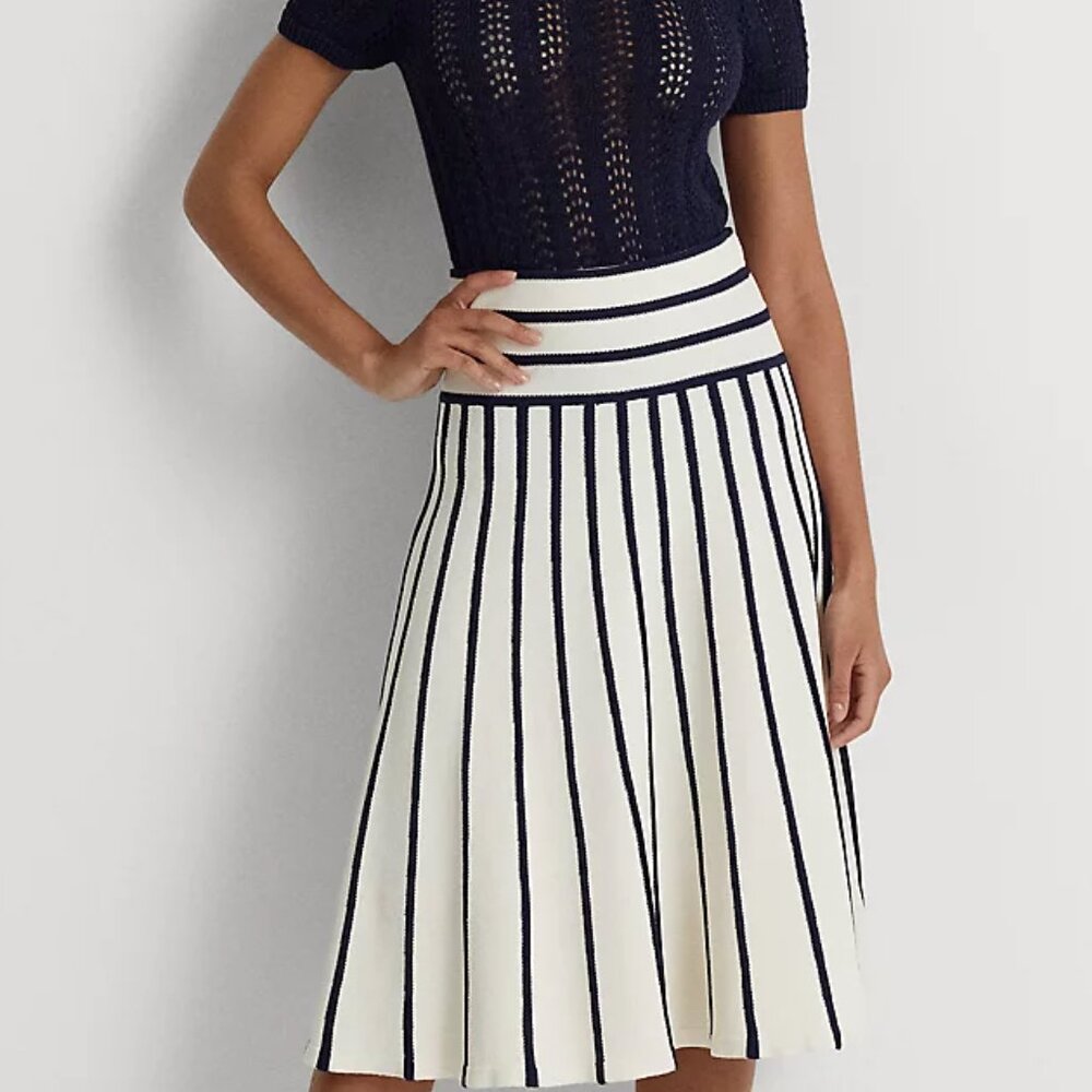 Ralph Lauren White and Navy Striped Skirt